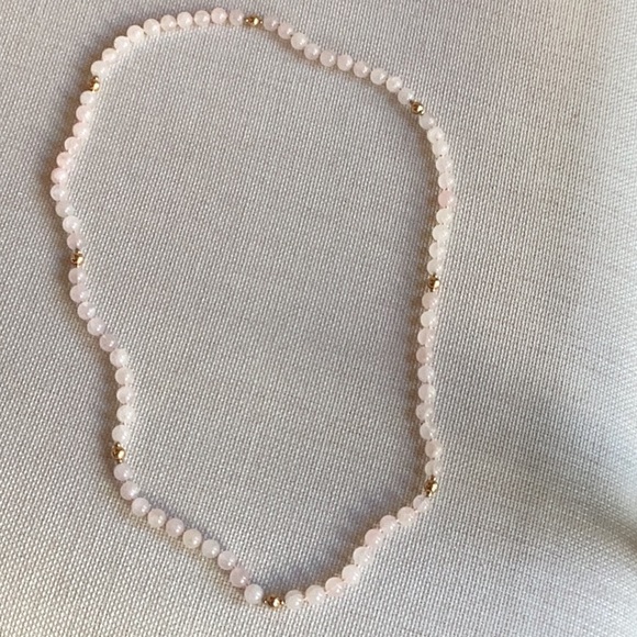 Antique pink and gold glass beads, no fasteners, pulls over head 14” - Picture 1 of 2